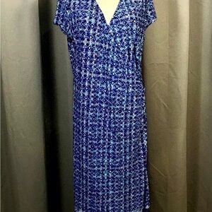 Jones New York Blue and White Midi Dress